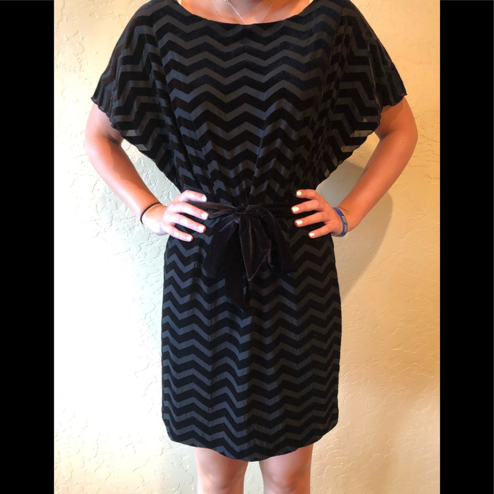 🖤WHBM Black Velvet Chevron Dress